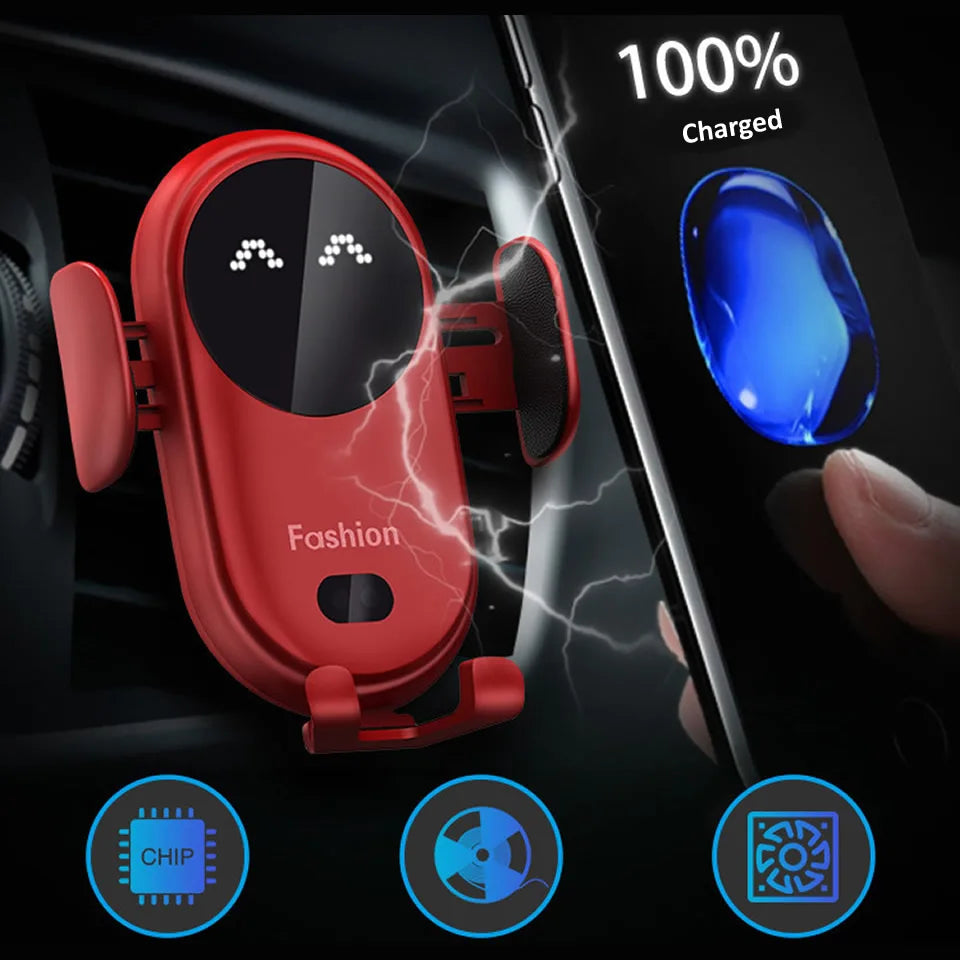 Wireless Charger Car Phone Holder  Smart Sensor Fast Charging