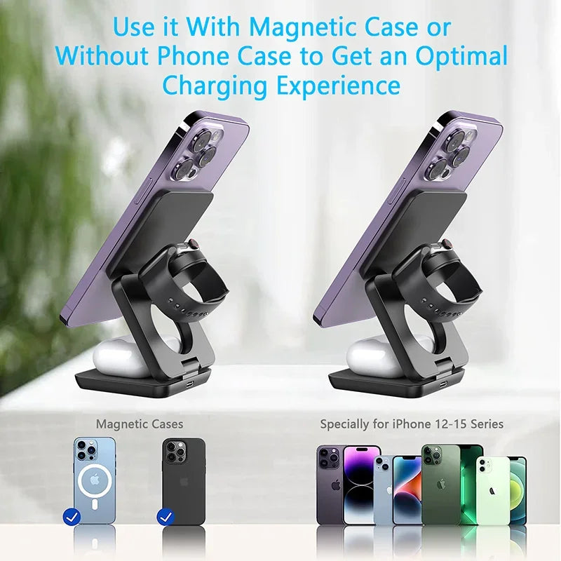 3 in 1 Foldable Magnetic Wireless Charger Stand Lonix Dropz