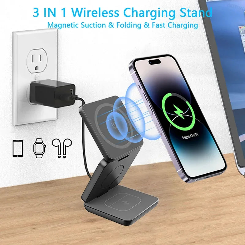 3 in 1 Foldable Magnetic Wireless Charger Stand Lonix Dropz