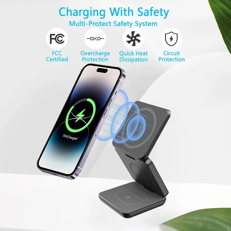 3 in 1 Foldable Magnetic Wireless Charger Stand Lonix Dropz